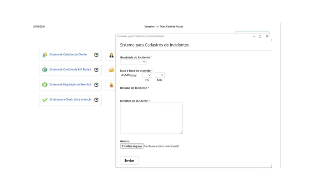 Sistema para cadastro de incidentes